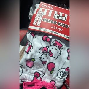 Hello Kitty White Pajama Pants With Apples Pink Pjs Soft Size Small/Medium